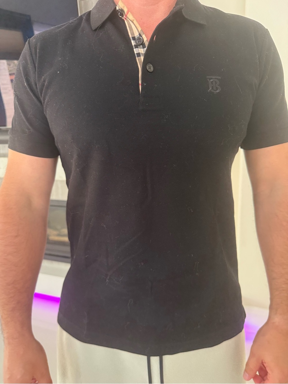 Burberry Black Polo with Signature Check Trim